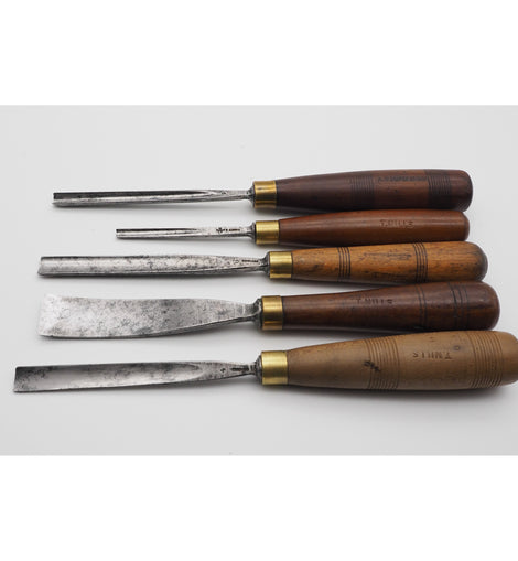 5 Good Early Addis of London Carving gouges