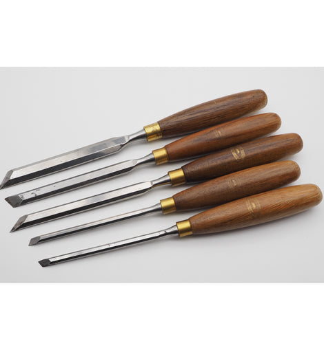 Fine Set of 5 Skew Bevel-Edged Chisels by Crown