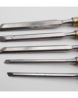 Fine Set of 5 Skew Bevel-Edged Chisels by Crown