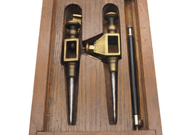 Superb Pair of Brass Trammels in a Walnut Box