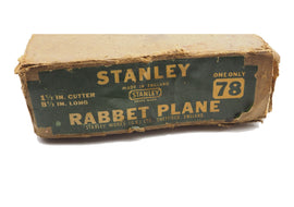 Early Boxed Stanley England No. 78 Rebate Plane