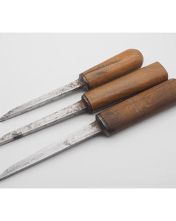 3 Good Beech Handled Pig Sticker Mortice Chisels